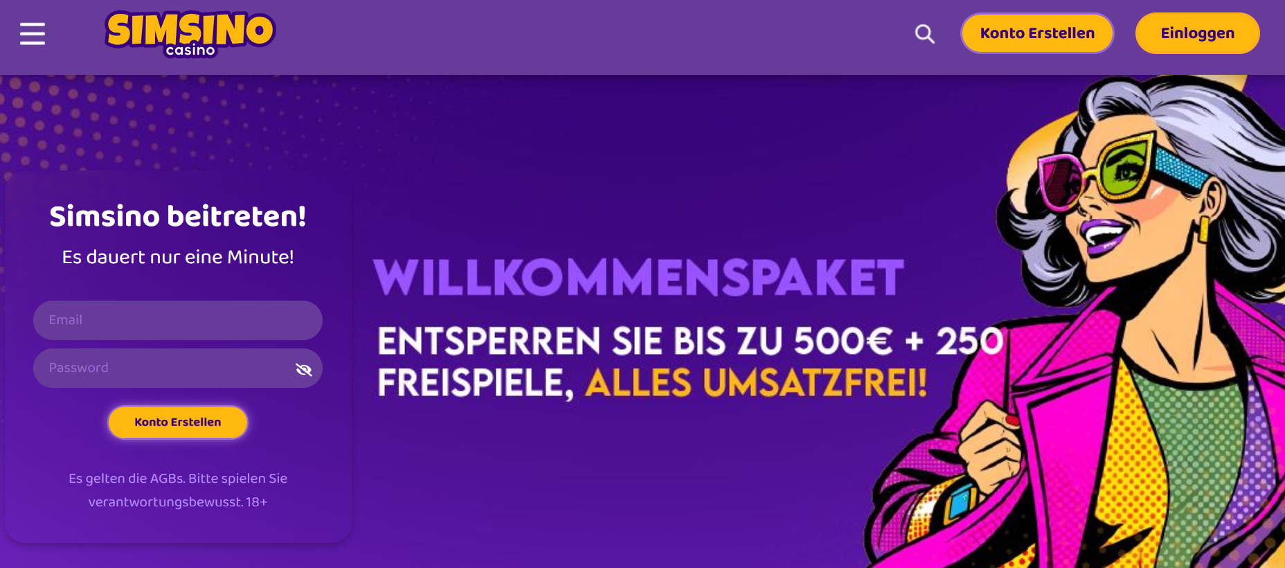 Simsino umsatzfreie Freespins & Boni