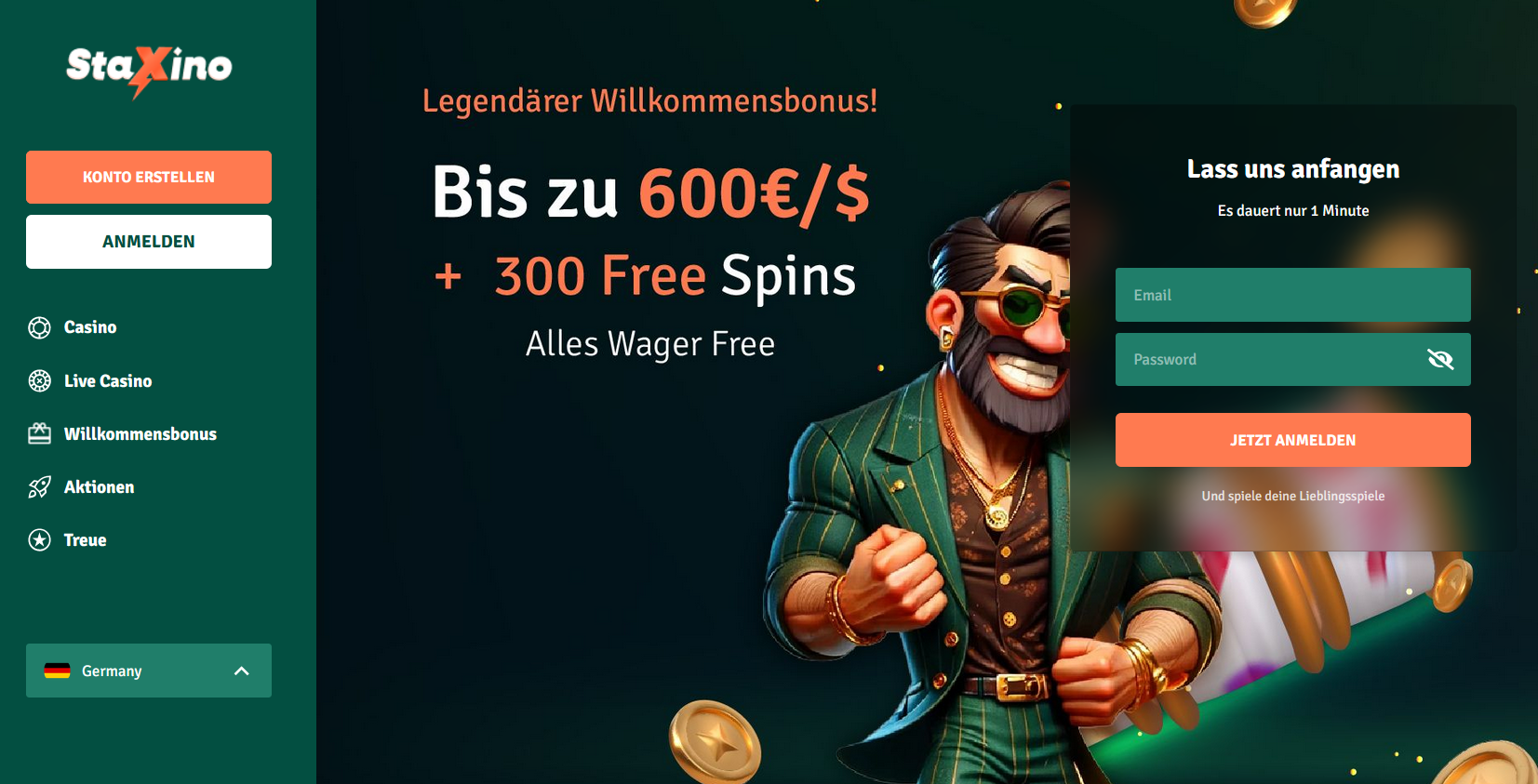 Staxino umsatzfreie Freespins