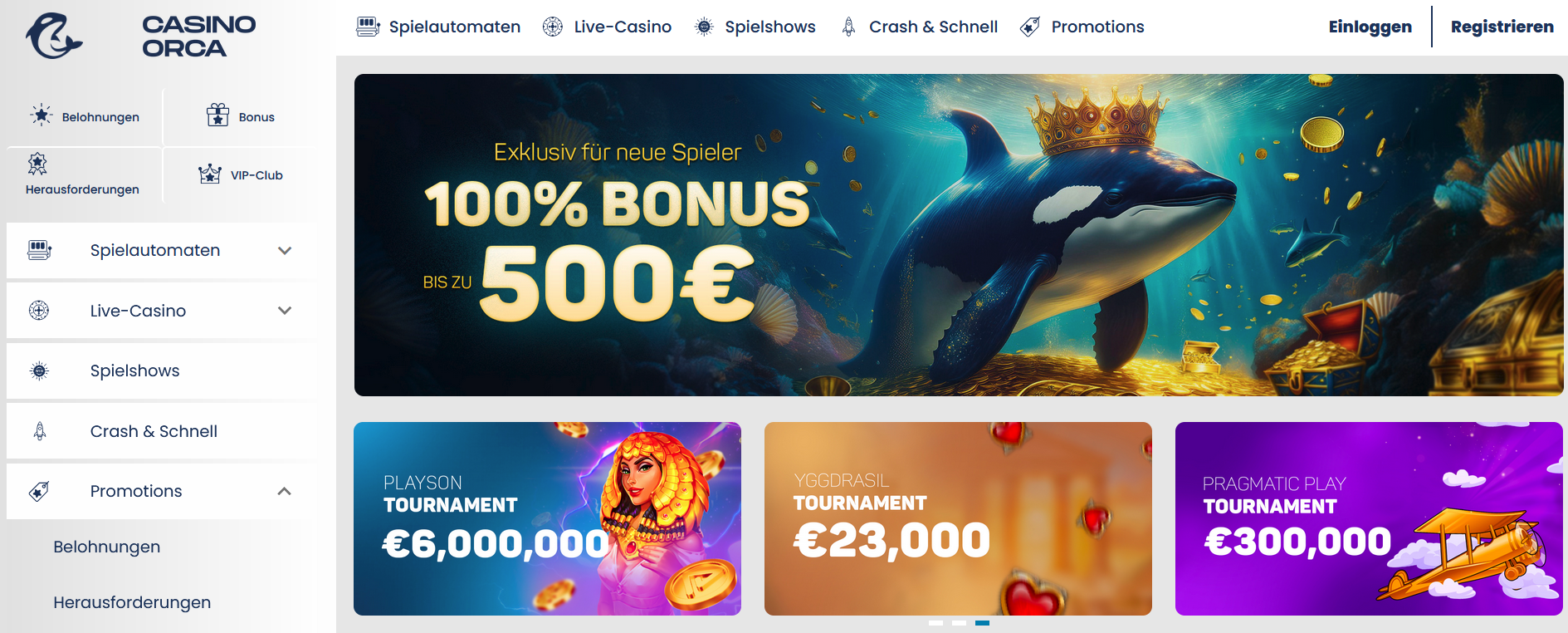 Casinoorca umsatzfreie Freespins