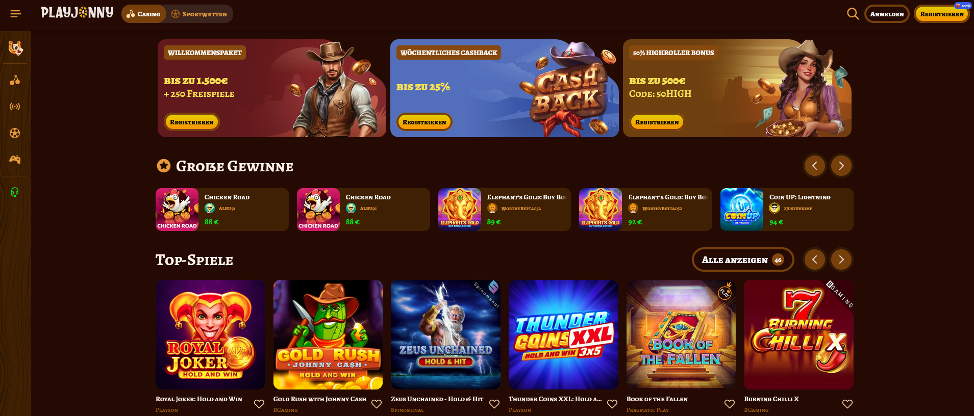 Playjonny Freespins ohne Einzahlung