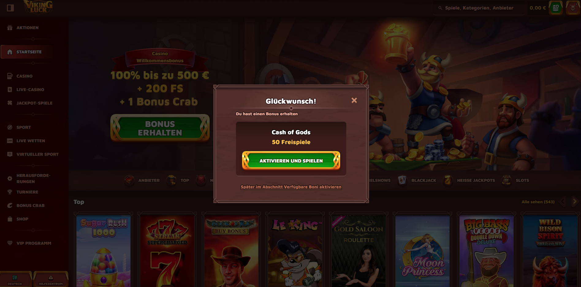 Vikingluck Freespins ohne Einzahlung