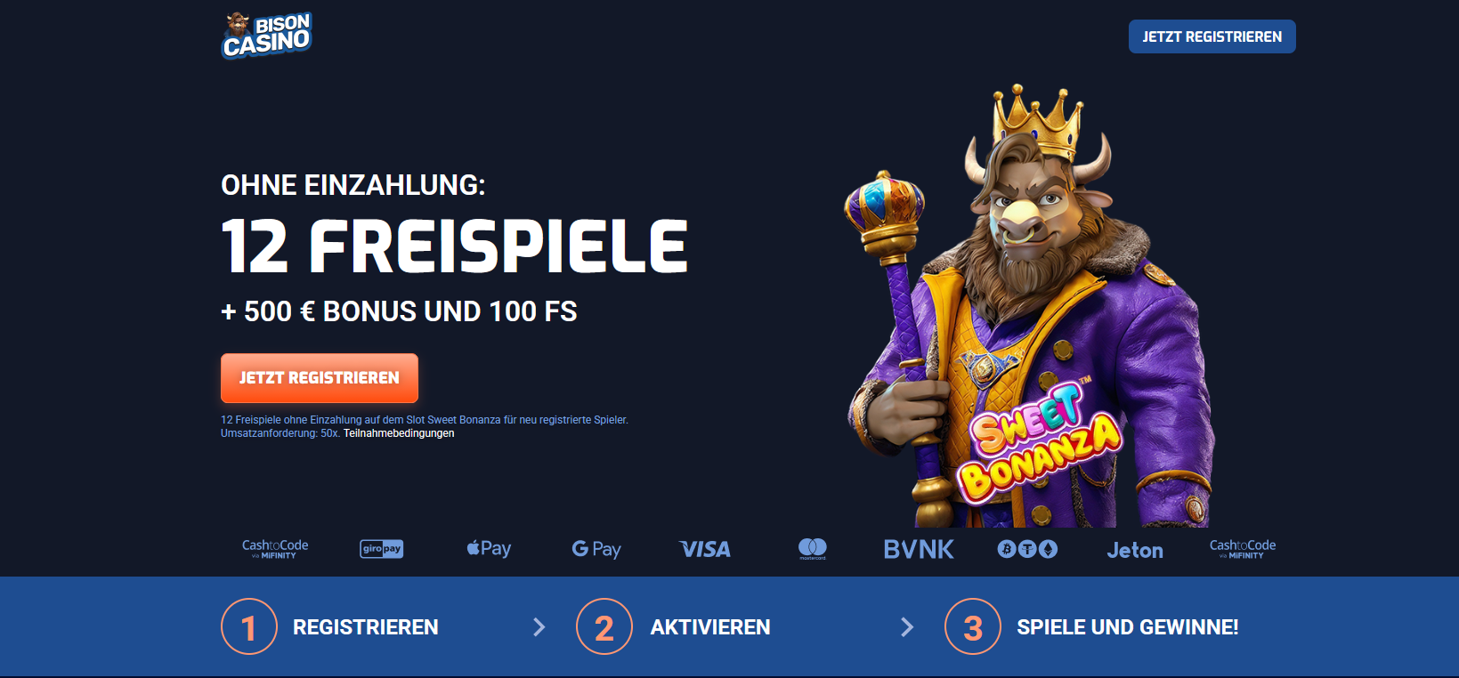 Bisoncasino Freespins ohne Einzahlung Bisoncasino Freespins ohne Einzahlung