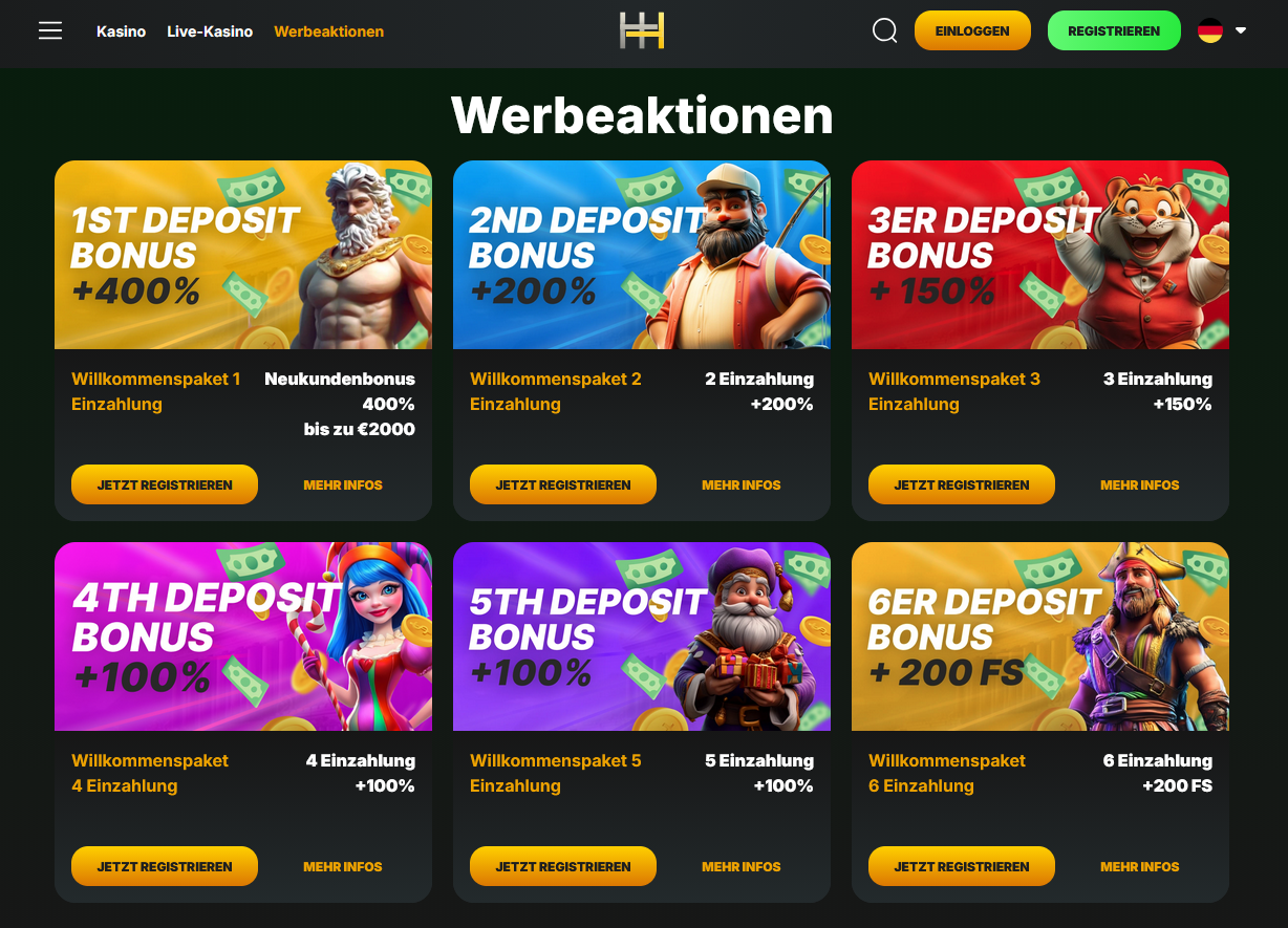 Heyhocasino Freespins ohne Einzahlung