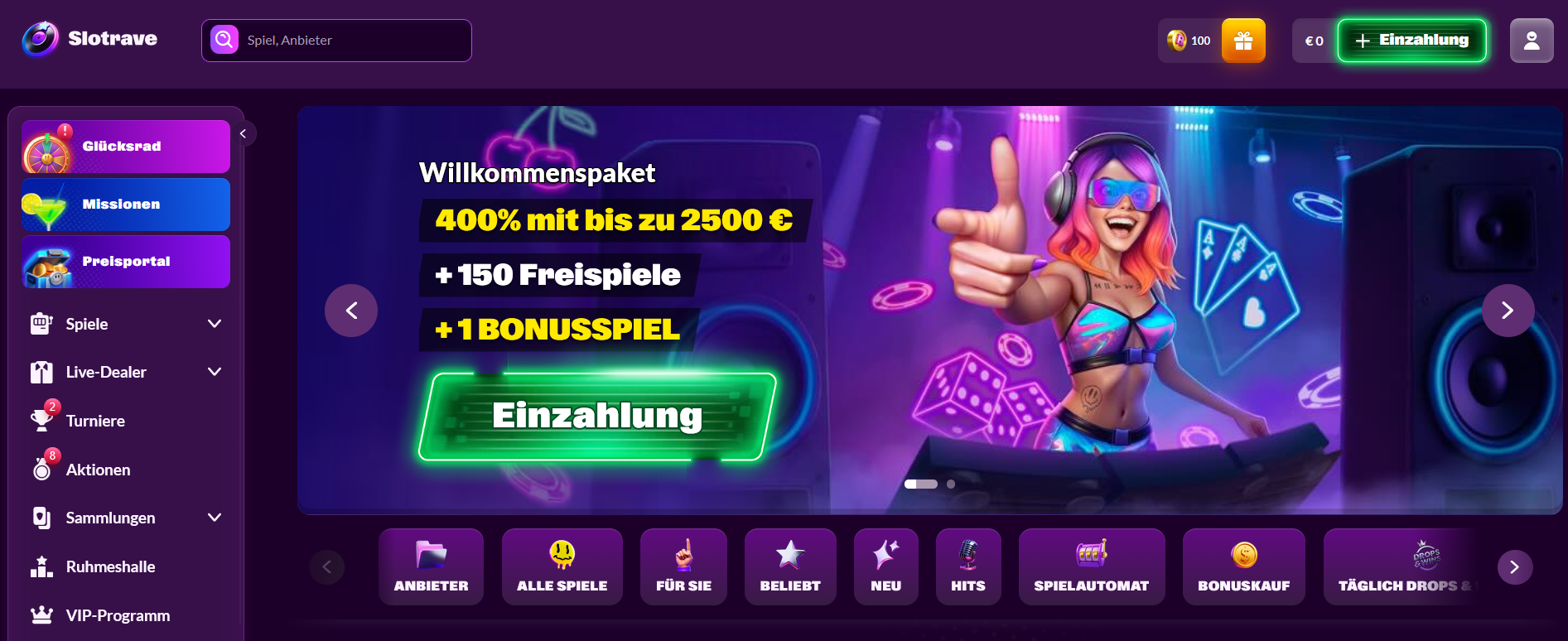 Slotrave Freespins ohne Einzahlung