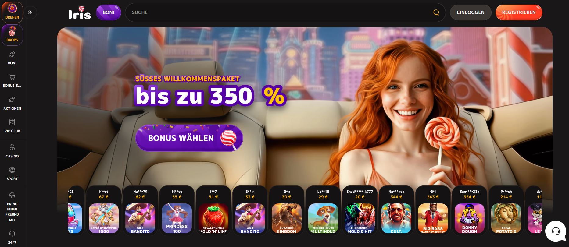 Iriscasino Freespins ohne Einzahlung
